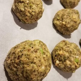 unbaked broccoli meatballs